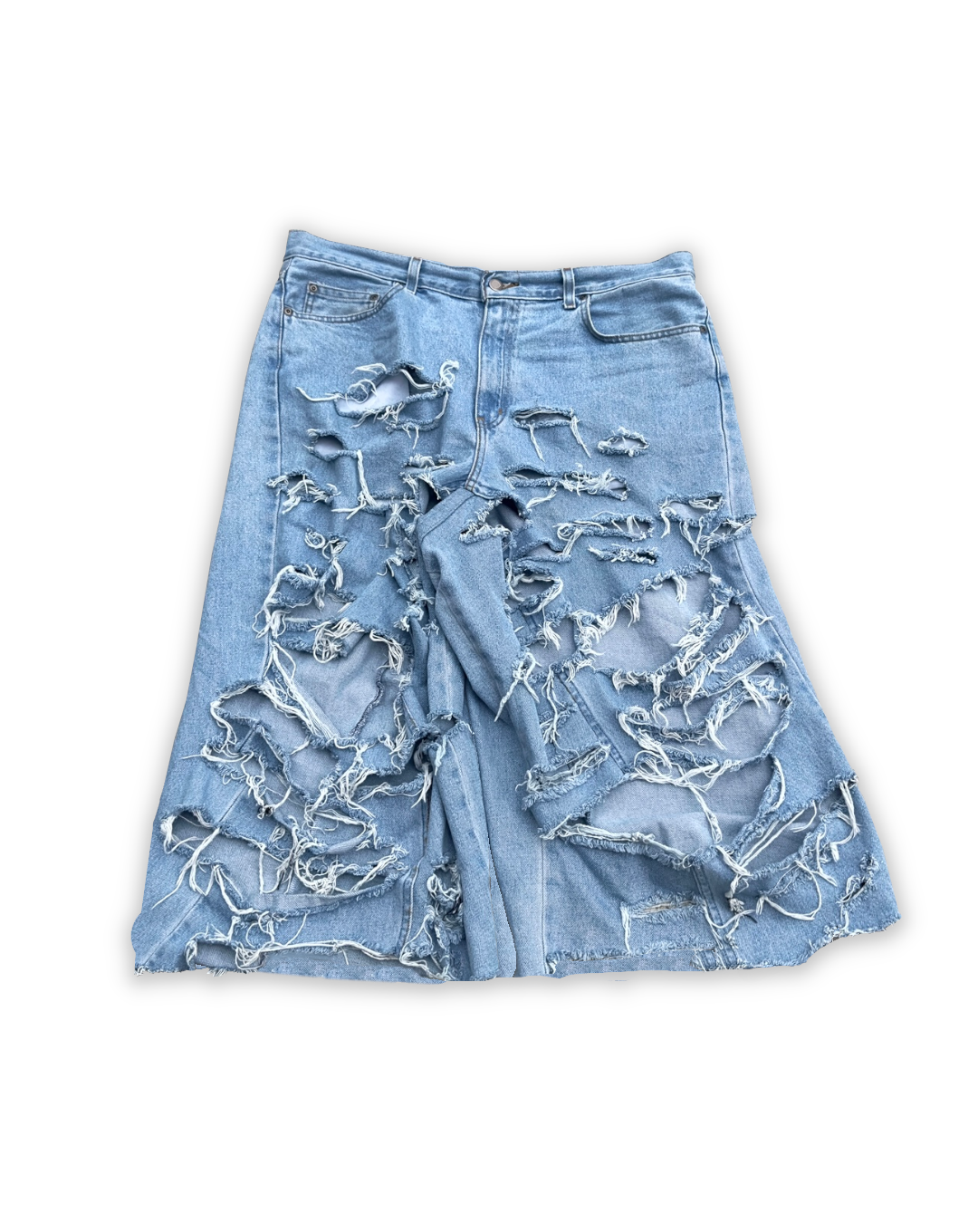Light Washed Battle Denim 3/4 Short
