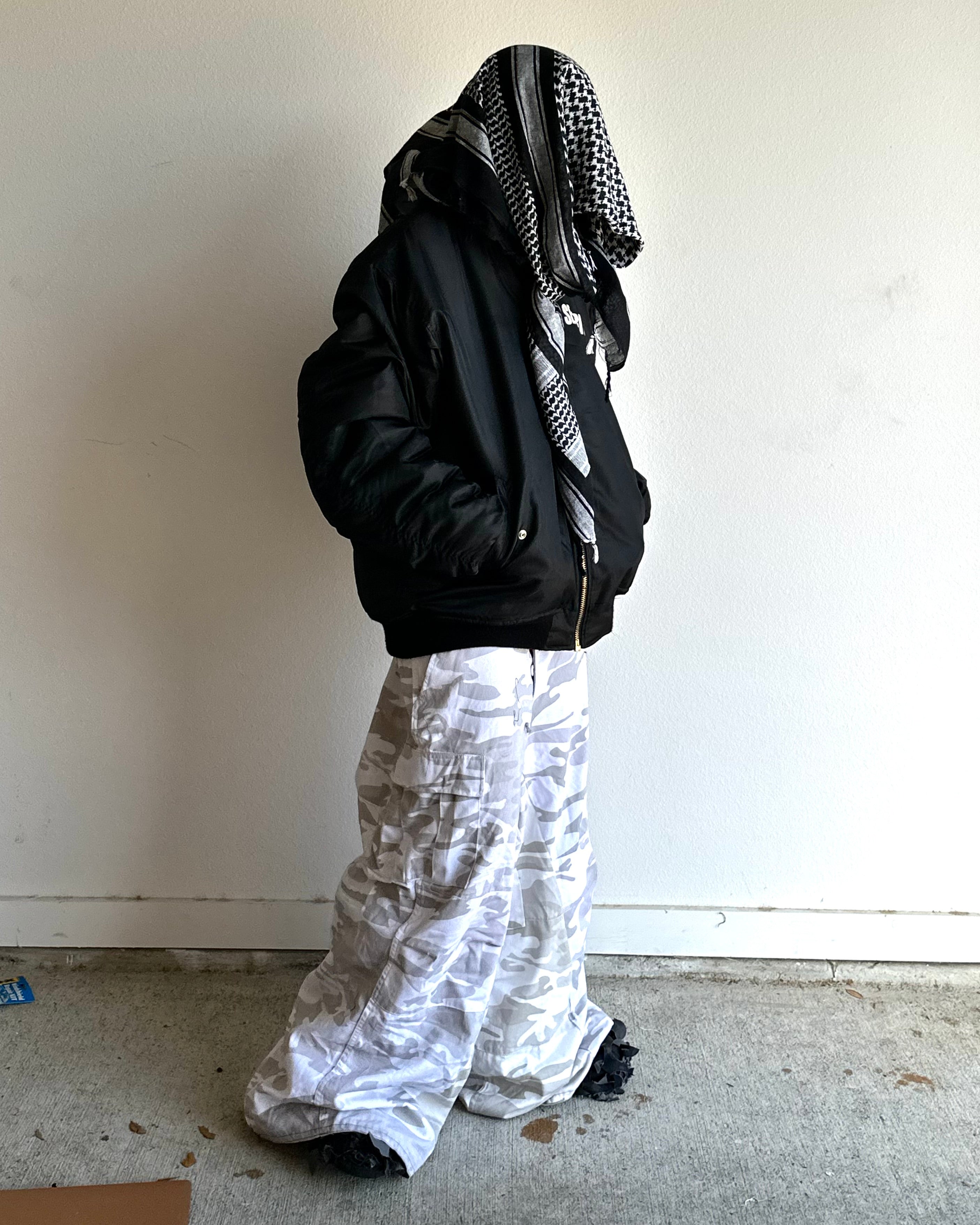 Orange Velvet Reversable Security Hooded Bomber