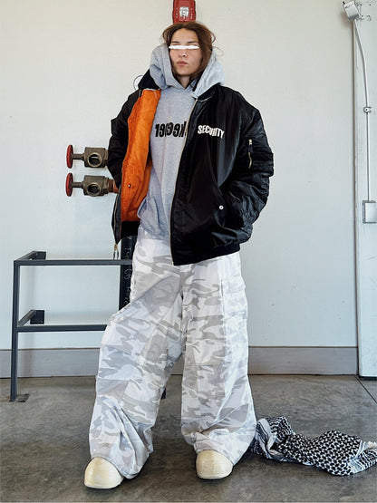 ORANGE VELVET REVERSABLE SECRUITY HOODED BOMBER