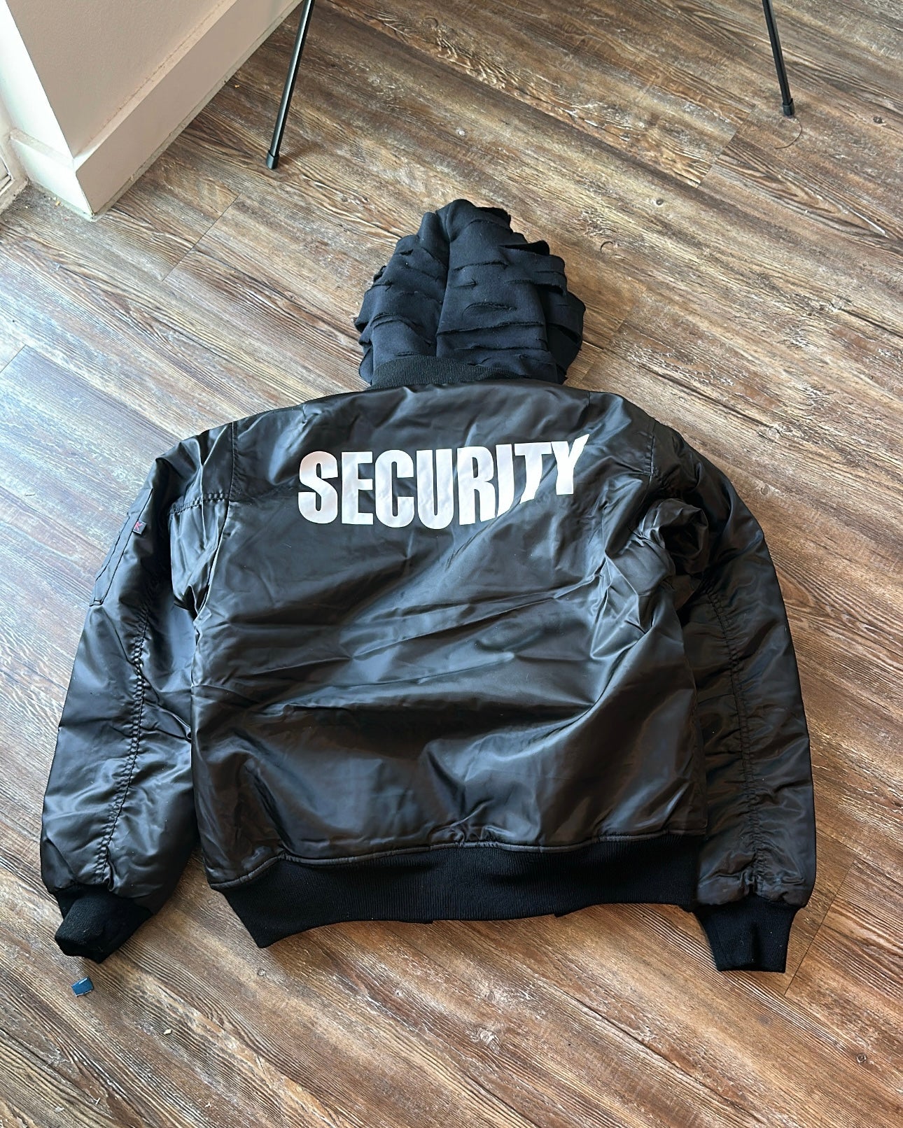 Orange Velvet Reversable Security Hooded Bomber