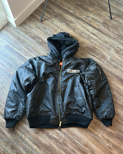 ORANGE VELVET REVERSABLE SECRUITY HOODED BOMBER