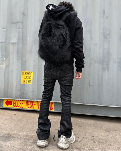 BLACK FLARE WAX DENIM