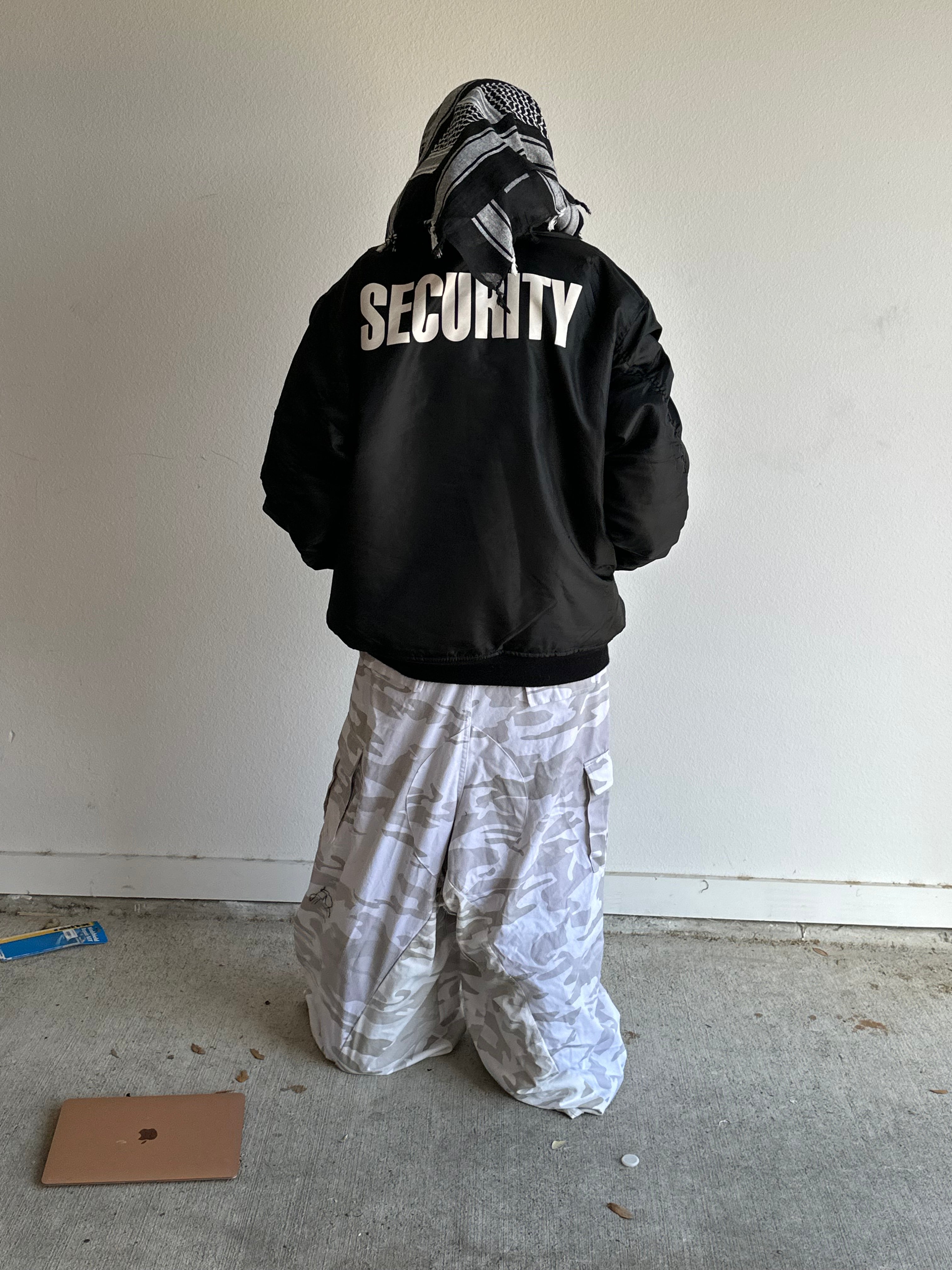 Orange Velvet Reversable Security Hooded Bomber