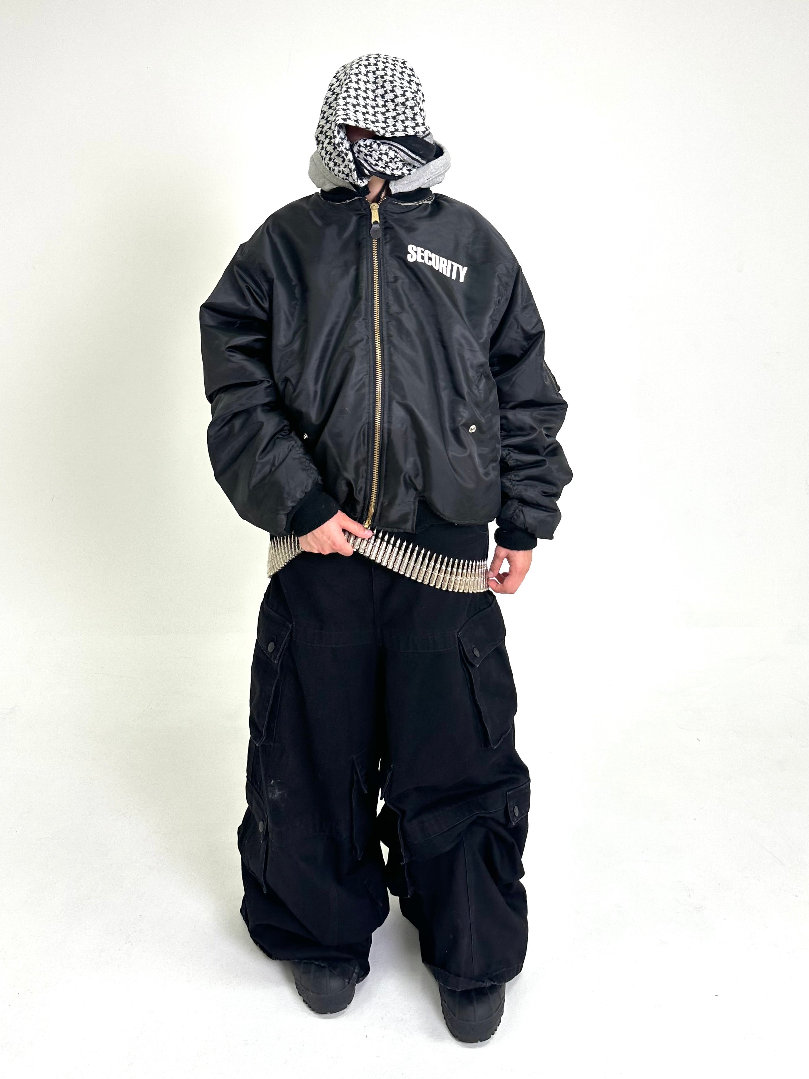 Orange Velvet Reversable Security Hooded Bomber