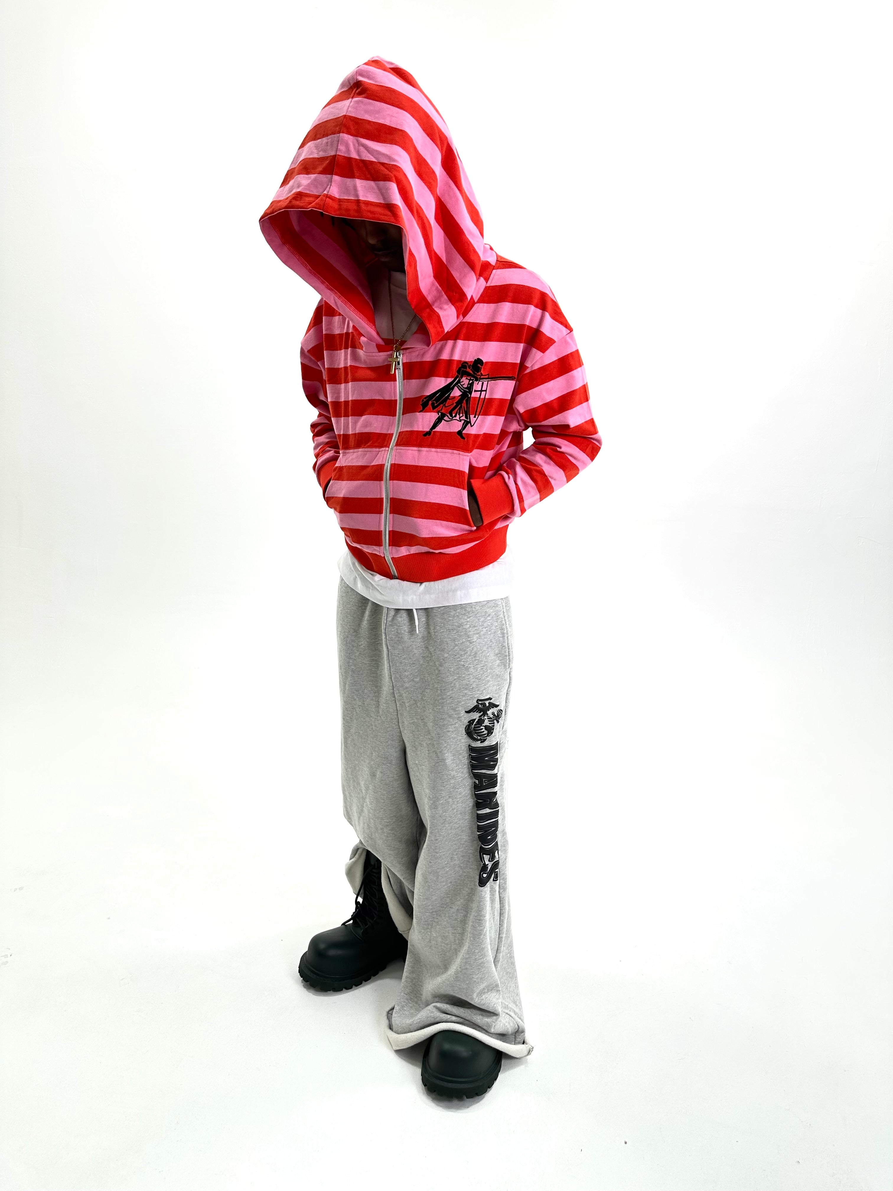 CRUSADER HOODIE - PINK STRIPE