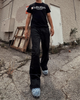 Black Flare Wax Denim