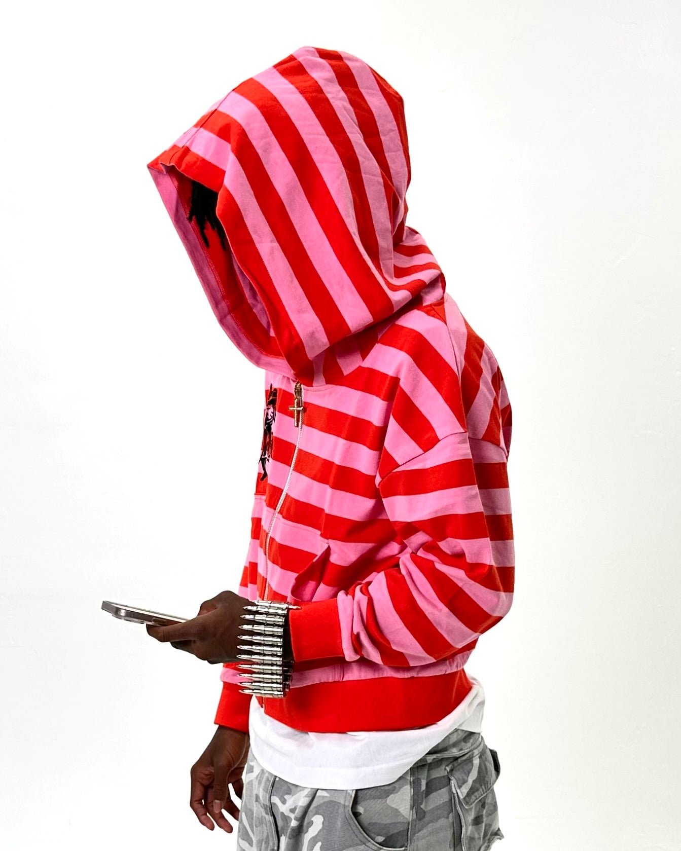 CRUSADER HOODIE - PINK STRIPE