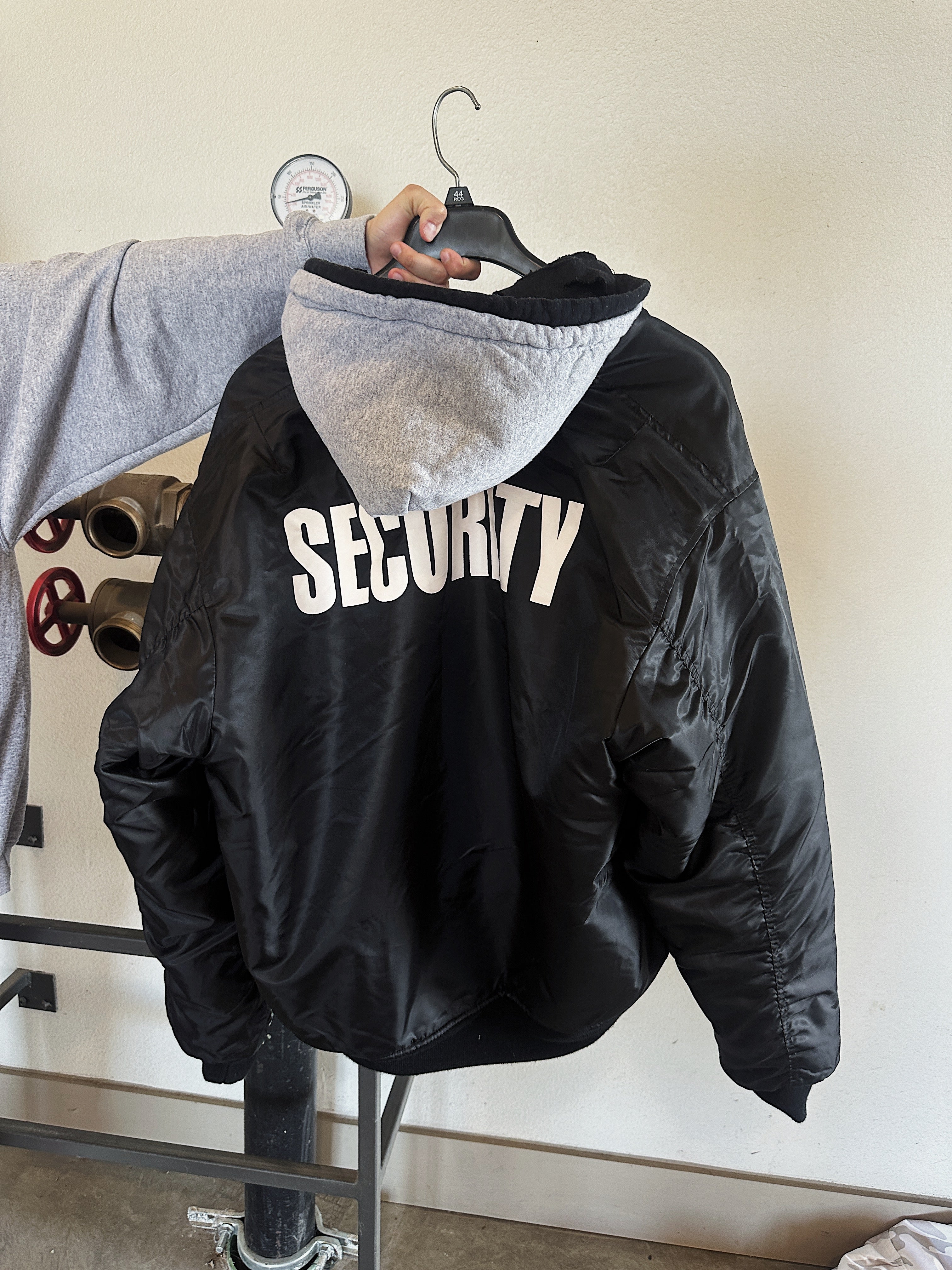 Orange Velvet Reversable Security Hooded Bomber