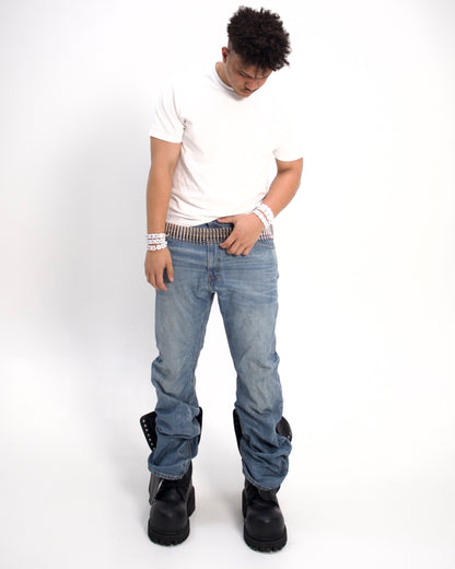 STONEWASHED BOOTCUT WAX JEAN