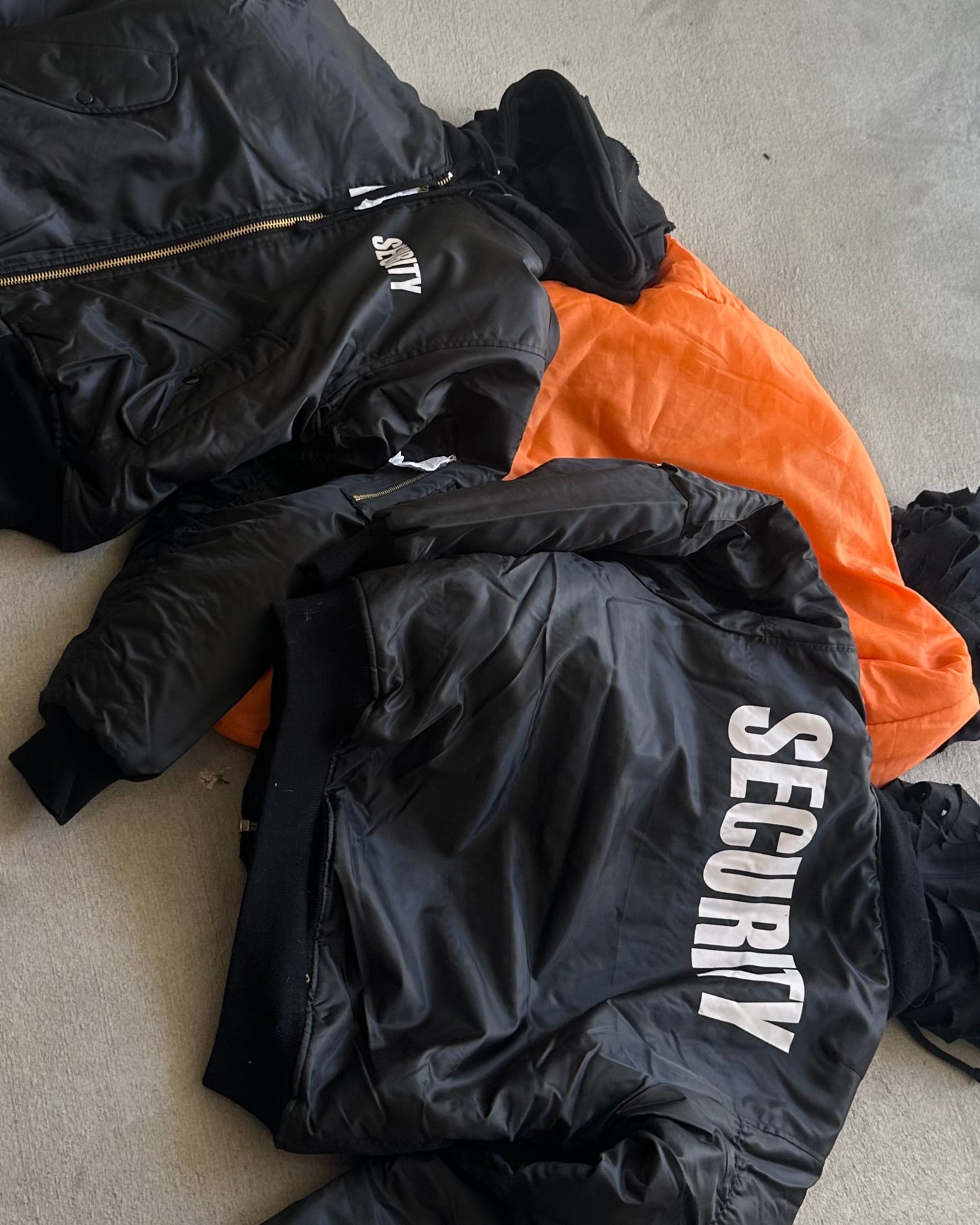 Orange Velvet Reversable Security Hooded Bomber