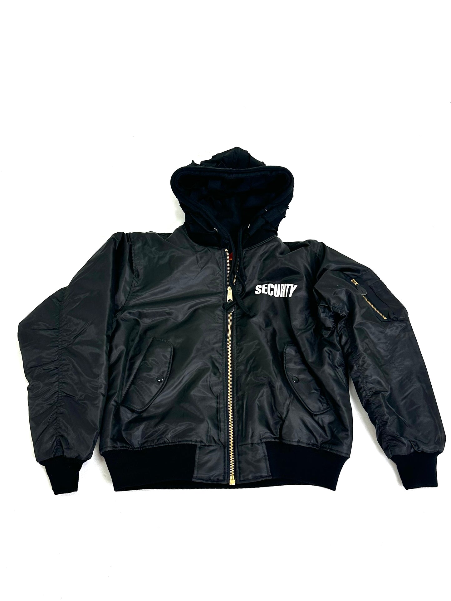 ORANGE VELVET REVERSABLE SECRUITY HOODED BOMBER