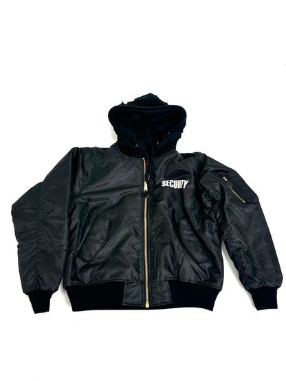 ORANGE VELVET REVERSABLE SECRUITY HOODED BOMBER