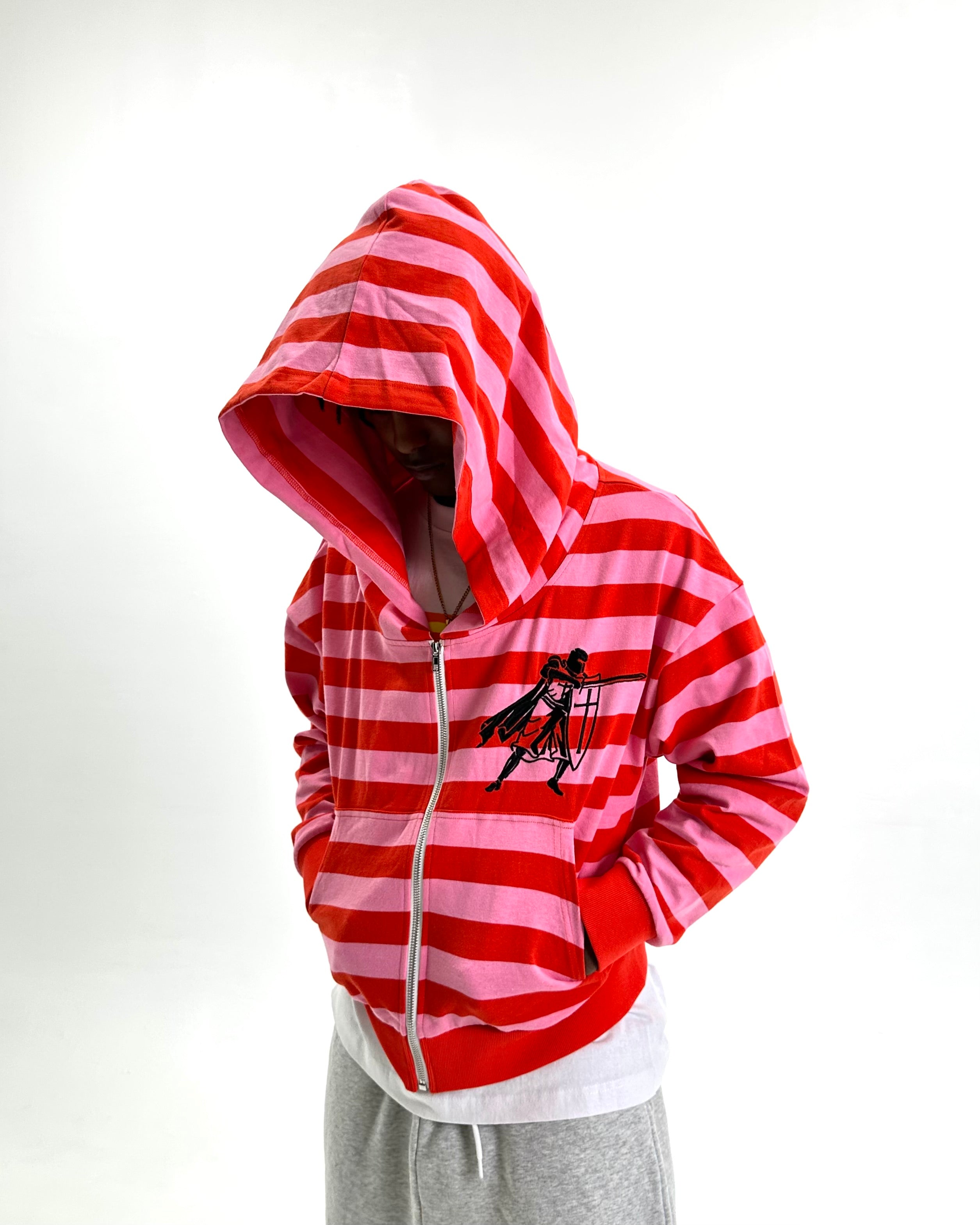 CRUSADER HOODIE - PINK STRIPE