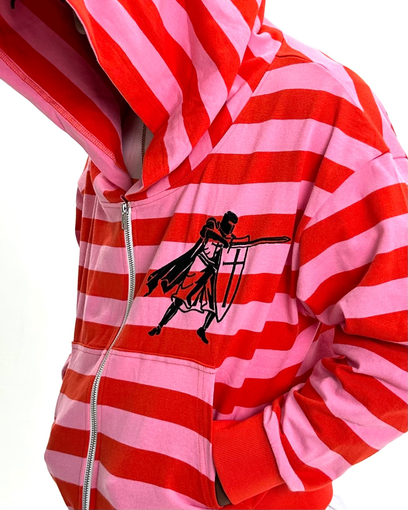 CRUSADER HOODIE - PINK STRIPE