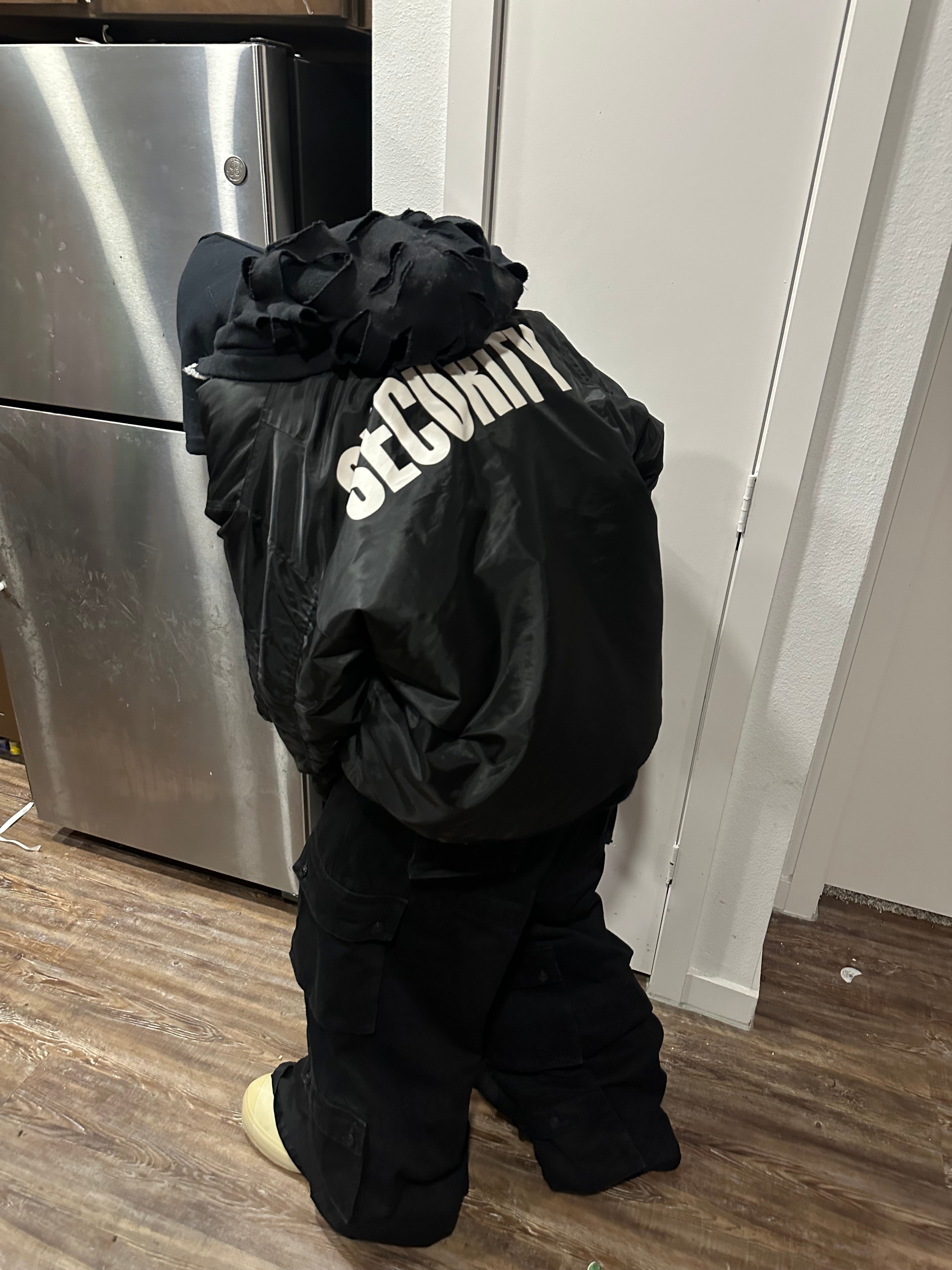 Orange Velvet Reversable Security Hooded Bomber