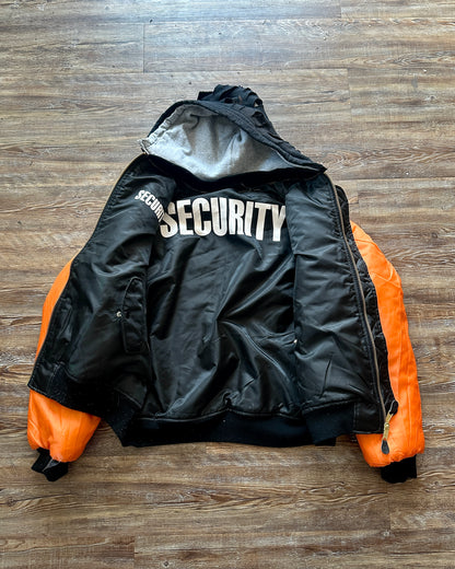 ORANGE VELVET REVERSABLE SECRUITY HOODED BOMBER