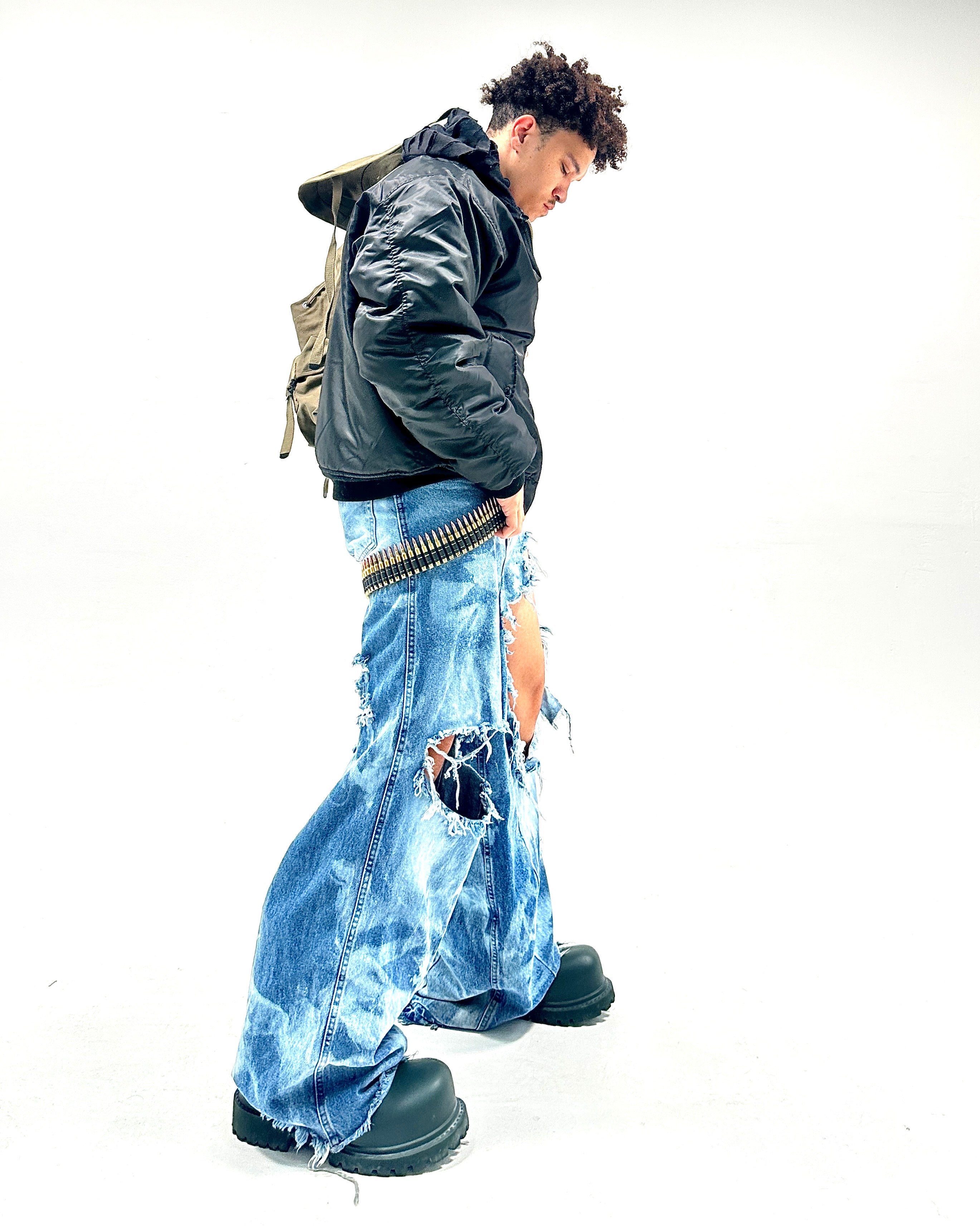 Marble Striped Blowout Denim
