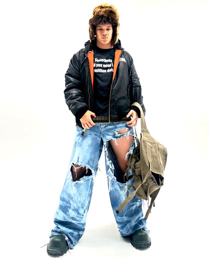 Marble Striped Blowout Denim