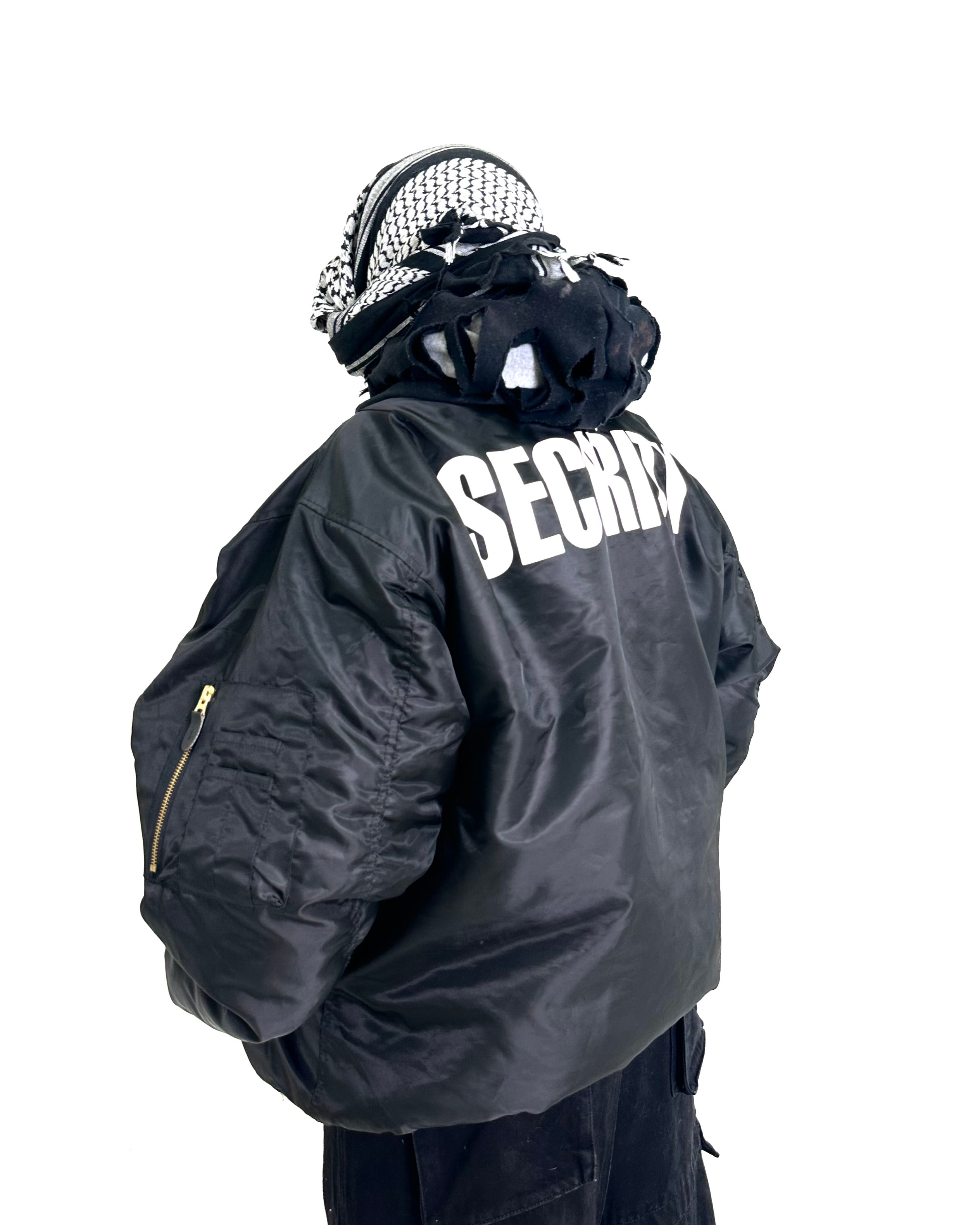 Orange Velvet Reversable Security Hooded Bomber