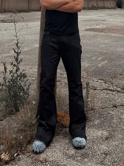 Black Flare Wax Denim - Crimson Flow Studios