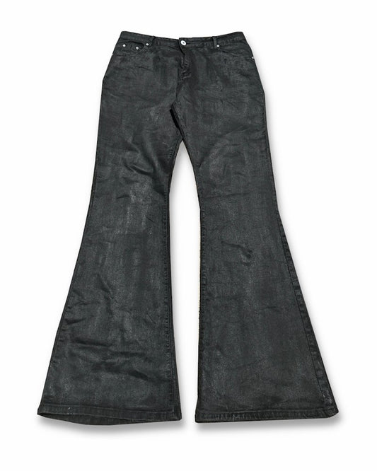 Black Flare Wax Denim - Crimson Flow Studios